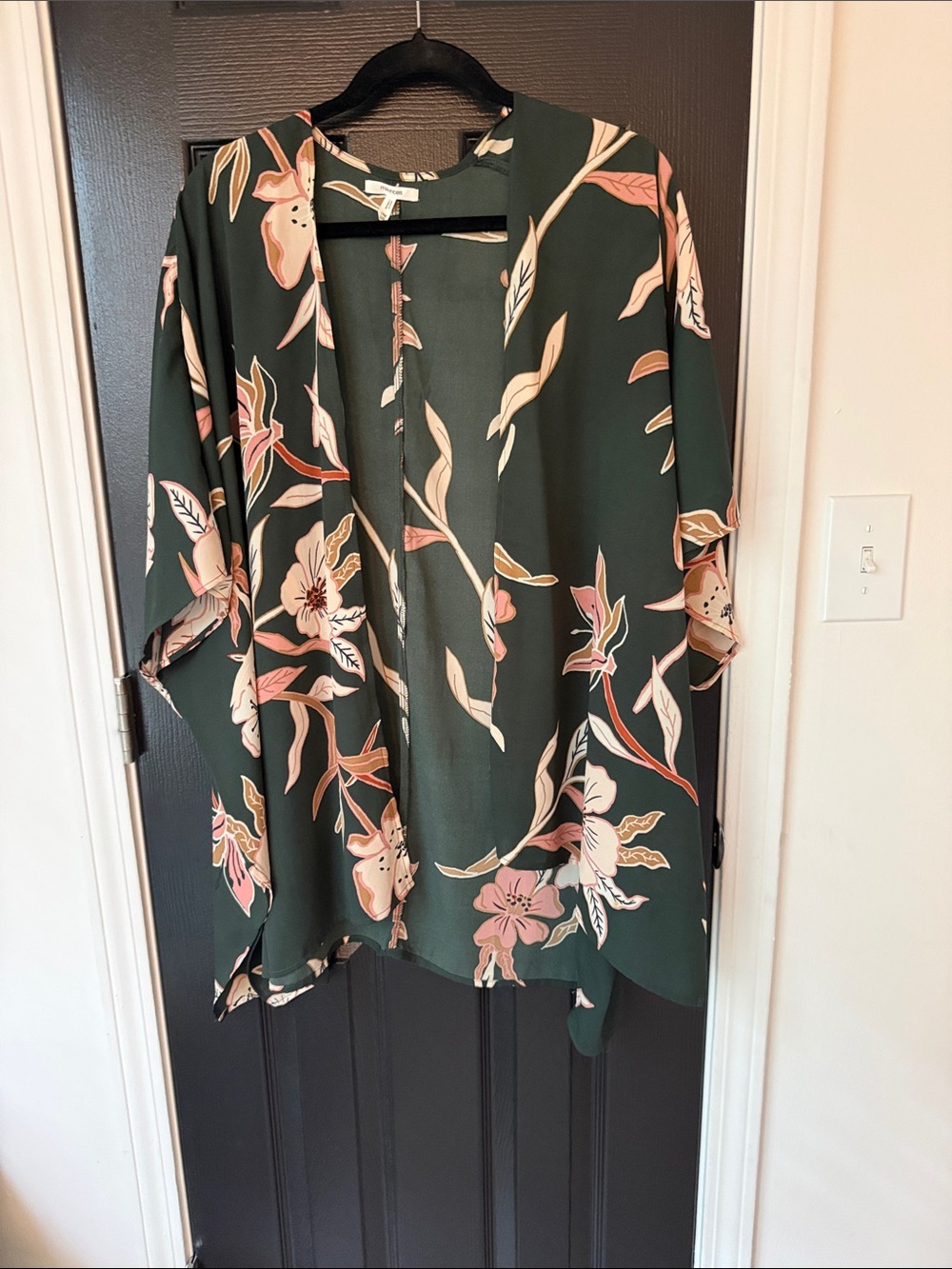 Maurices Dark Green Floral Open-Front Tunic
